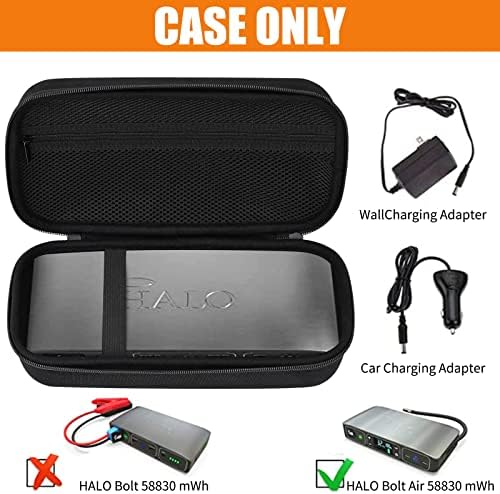Case Replacement for Halo Bolt Air 58830 mWh/Halo Bolt Air+ Portable Emergency Power, Car Jump Starter Charger Power Bank, Mesh Bag fit Jump Cables, AC Outlet, Charger(case only)