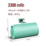iWALK モバイルバッテリー 小型 軽量 3300mAh アイフォン 充電 外付け 直接充電 急速充電 iPhone/ipod対応 iPhone 13/13 Pro Max/13 Mini/12/12 Mini/12 Pro Max/11 Pro/XS Max/XR/X/8/7/6/Plus Airpods 充電対応 PSE認証済 グリーン
