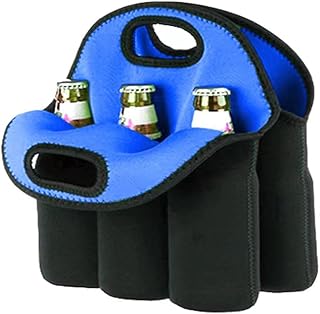 Sac de transport élastique pour 6 bouteilles de bière, bretelles isolées, en néoprène, sac fourre-tout pour bière, biberons, canettes, boissons, bleu, Sac de transport