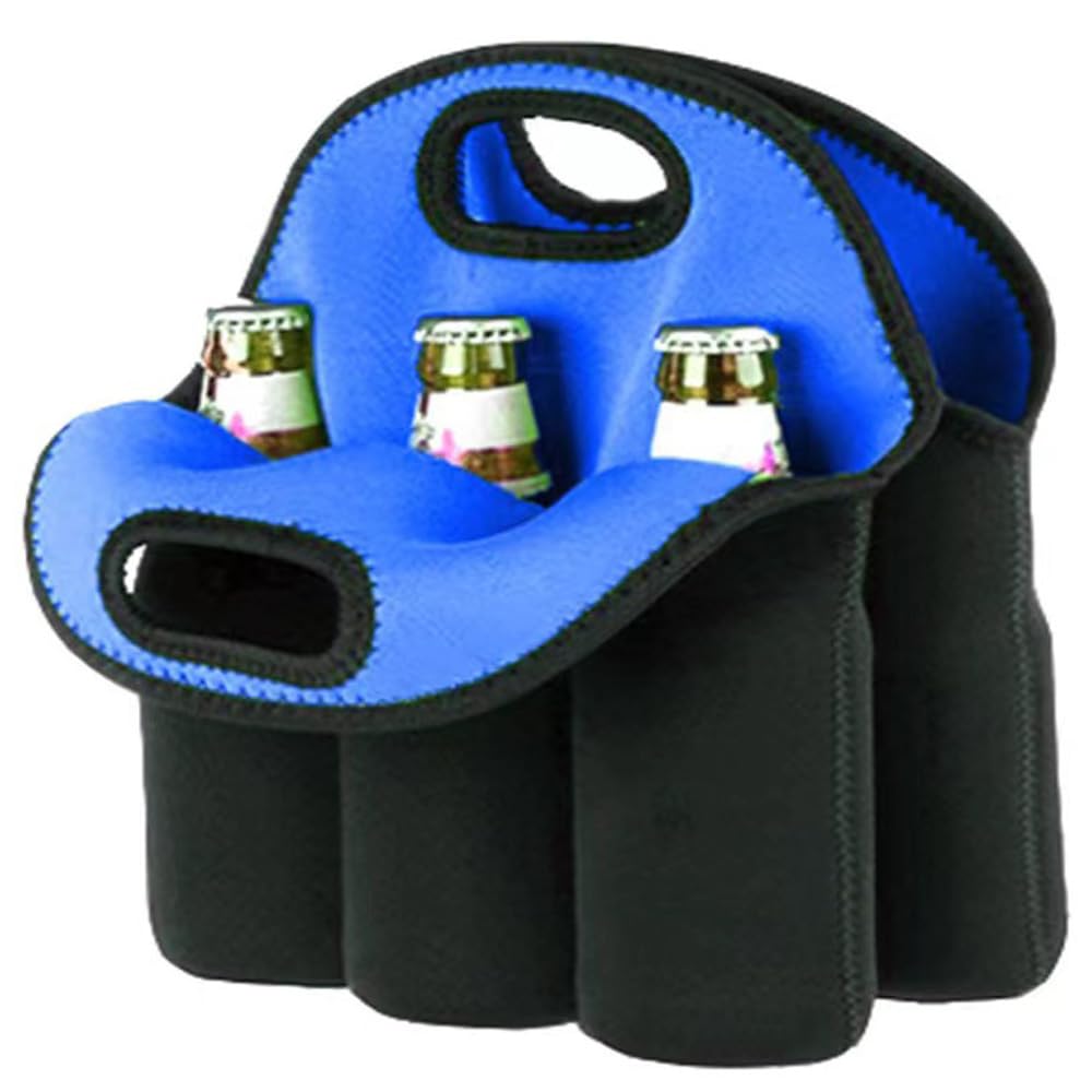 Hosoncovy 6 Bottles Elastic Beer Bottle Carrying Bag Insulated Neoprene Carrier Tote Carry Case Bag for Beer Baby Bottle Cans Drinks (Blue) โ image 1
