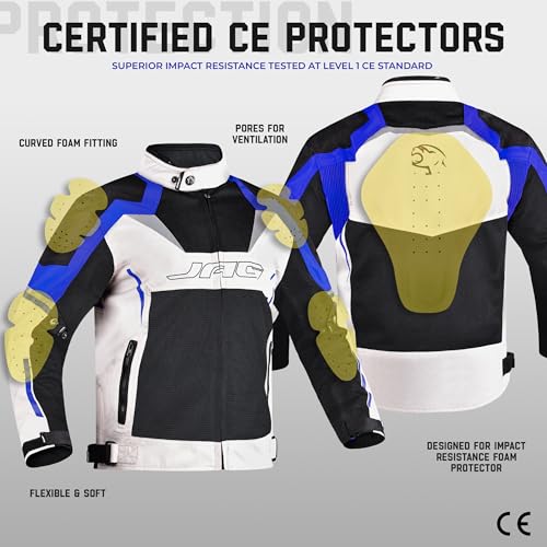 Image of J.A.G. JAG Mesh Motorcycle Jacket-Biker Jacket-CE Armored Motorbike Jacket Men-High Visibility Breathable Riding Jacket