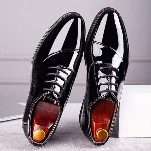 Men's Patent Leather Tuxedo Dress Shoes Classic Lace-up Formal Business Oxford Wedding Shoes3
