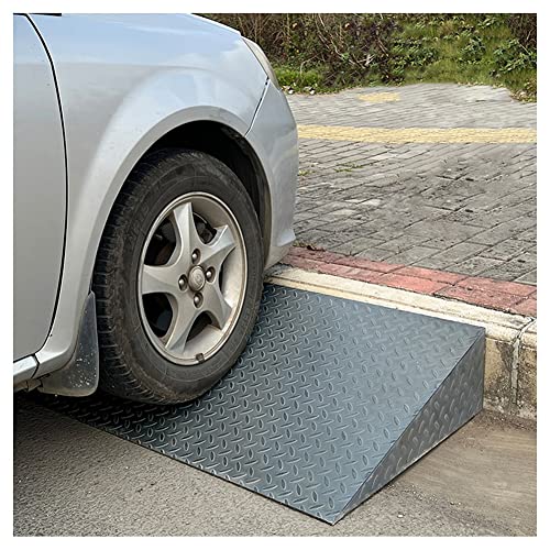 Rampas de carga en acero inoxidable XXIOJUN, rampas antideslizantes con escalones, para aceras, estacionamientos, fábricas, hoteles, automóviles, motocicletas, sillas de ruedas y vehículos pesados (Color: Plata, Tamaño: 60x30x10 cm) miniatura 2