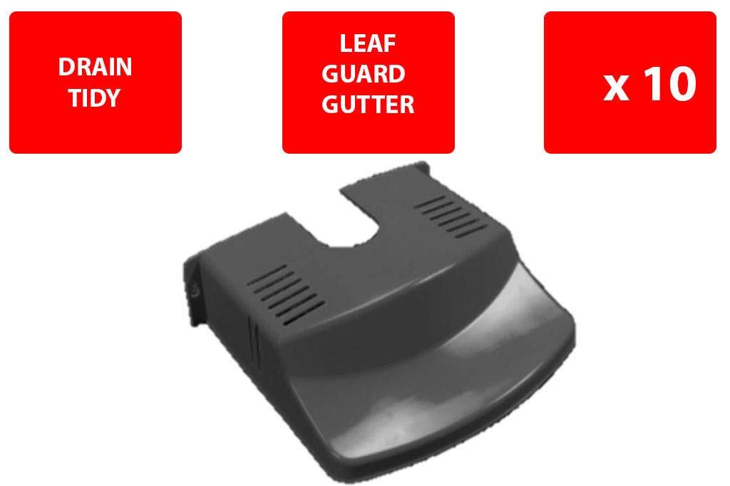 VSL 10 X DRAIN COVER - PLASTIC - DRAIN TIDY - LEAVES - BLACK - GUARD GUTTER -STRONG