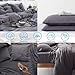 ATsense Duvet Cover Queen Size, 100% Washed Cotton Linen Feel Super Soft Comfortable, 3-Piece Dark Grey Duvet Cover Bedding Set, Long-Lasting and Easy Care, Simple Style Farmhouse Comforter Cover