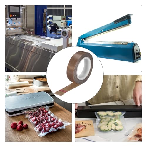 Image of MECCANIXITY 9m /30 Feet,19mm /0.7 Inch PTFE Tape,PTFE Fabric Tape,Adhesive PTFE Film Tape for Vacuum Sealer Machine,Hand Sealers High Temperature,Brown