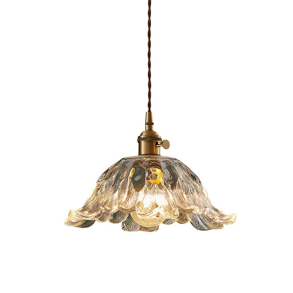 Lustre en forme de fleur en verre et laiton suspension réglable H65 moderne
