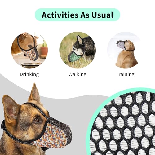 Image of Dog Muzzle for Extra Large Size Dogs to Prevent Biting Chewing Barking Soft Air Mesh Muzzles Reflective Ajustable Full Coverage Dog Mouth Guard Cover for Grooming Scavenging Orange XXL