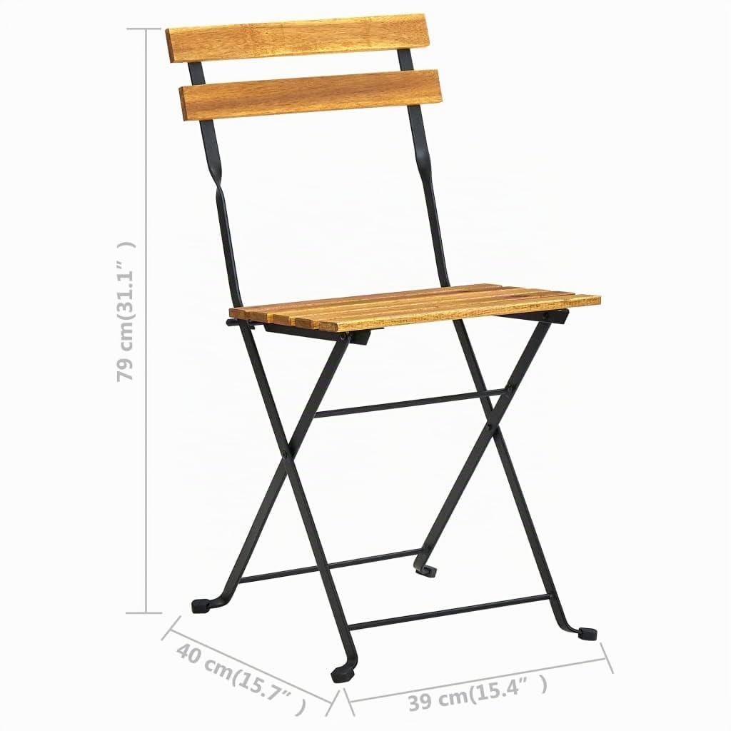 vidaXL Chaises de bistrot Pliantes, Lot de 4, en Bois d'acacia Massif