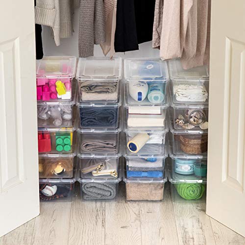 Image of IRIS USA 6 Qt Clear Storage Box, BPA-Free Plastic Stackable Bin with Lid, Containers to Organize Shoes and Closet Shelves, Classroom Organization Teacher Tools, Game Storage, 720 Pack