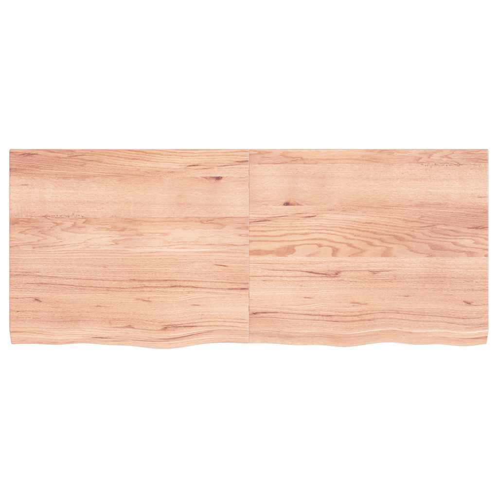 Piano per lavabo in legno massiccio di quercia, marrone chiaro, 120 x 50 x (2-4) cm, con bordo naturale, piano di lavoro da cucina, piano di lavoro in legno per ristrutturazione, bricolage