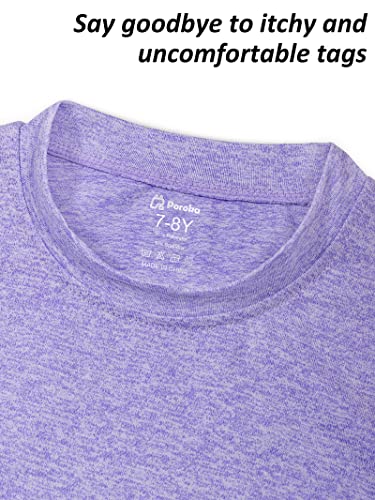 Poroka 5 Pack Girls Athletic Shirts Short Sleeve Dry Fit T-Shirts Crew Neck Active Activewear Sports Tees Tops for Kids3
