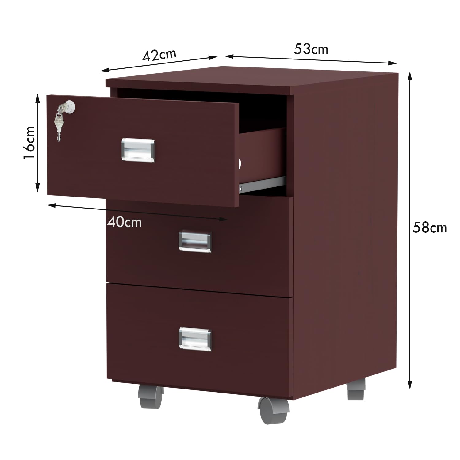 Stazion 3 Drawer Mobile Storage Unit by Mahmayi - Apple Cherry