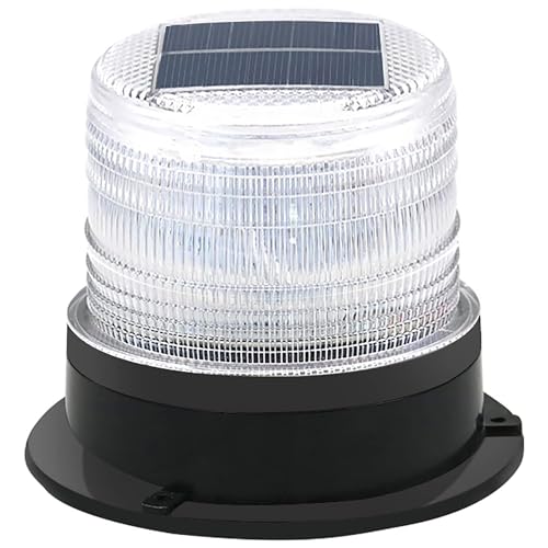 Image of Solar Strobe Warning Light: Strong Magnetic Base Waterproof Traffic Lights,Solar Safety Flashing LED Lamp for Construction, Traffic, Factory, Safety Sign, Crane Tower (White:Red and Blue Light)