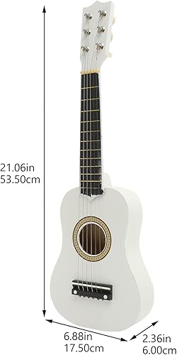 Miniatura 6 de Guitarra acústica pequeña de 21 pulgadas para principiantes, guitarra de madera de 6 cuerdas, color blanco