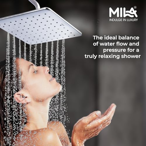 Image of Mila Dazzle Rain Shower| Chrome Finish Square Overhead Shower | 305 * 305mm Ceiling Mounted | ABS Body| Single Function Rainfall Shower for Broad Coverage & Water Efficiency| (Without Arm)