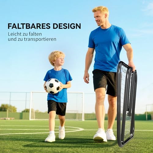 4. Bild von HOMCOM Rebounder für Fußball, 78 x 84 cm Prellwand mit Heringen, verstellbar in 5 Stufen, tragbar, Kickback Tor, Fußballtor für Jugendliche, Fußball Trainingszubehör für Baseball Training Weiß