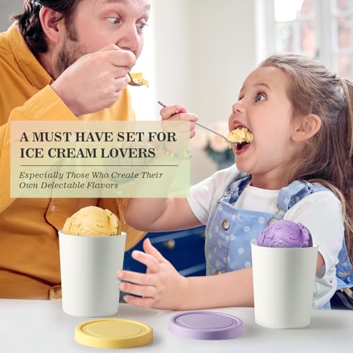 Ice Cream Containers，Set of 4 Ice Cream Containers for Homemade Ice Cream（1 Quart Each），Reusable Plastic Homemade Large Ice Cream Storage Containers Ice Cream Cups with Silicone Lids for Freezer - Thumbnail 6