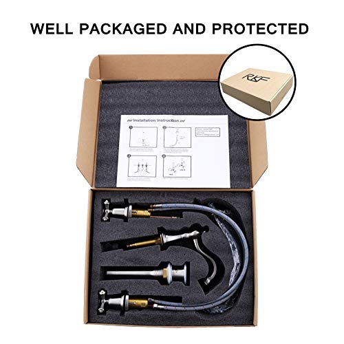 Rkf Brass Two Handle Widespread Bathroom Sink Faucet With Metal Pop-Up Drain With Overflow And Cupc Supply Hoses,Brushed Nickel,Cwf033-Bn #TOP5