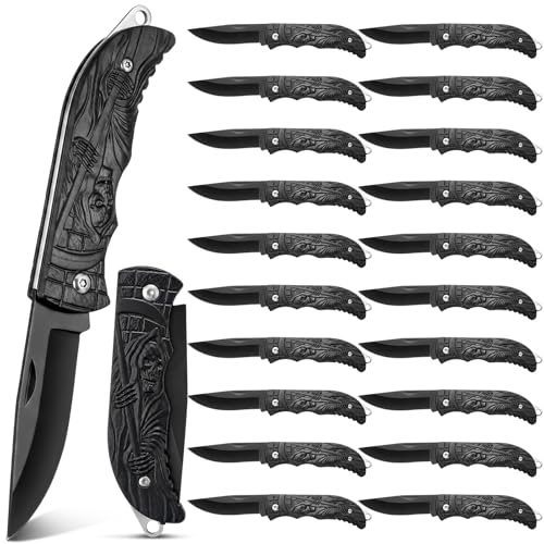 Chumia 20 Pack Tactical Folding Pocket Knife Set Stainless Steel Blade with ABS Handle for Camping Hiking Fishing and DIY Bulk Groomsmen Gifts Survival Gear and EDC Utility Tool