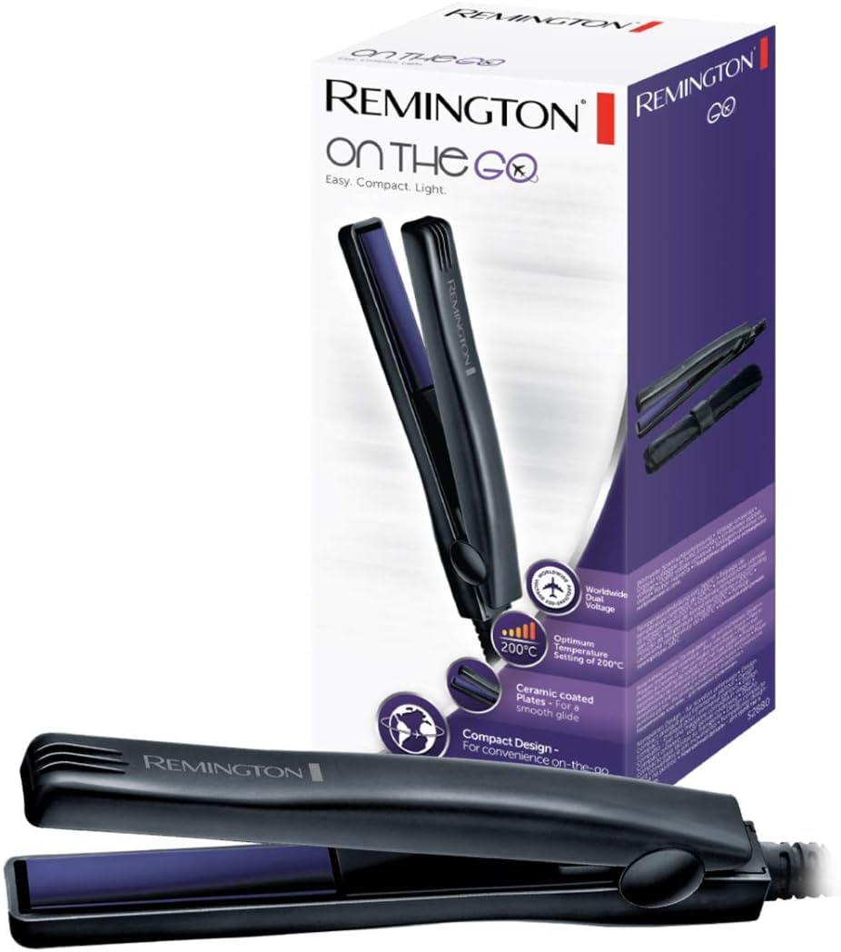 Remington prostownica do włosów, mini - 15cm długości, idealna do podróży lub torebki & Remington suszarka do włosów turystyczna, podróżna, kompaktowa, ze składaną rączką