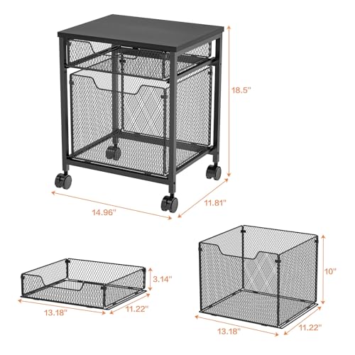 Tiaoheka WJTC08 Rolling File Cabinet Cart, Printer Stand With 2 Storage Drawers, Mobile Filing Cabinet On Lockable Wheels, Printer Cart With Hanging File Folder Organizer Beside Under Desk For Office thumb #1