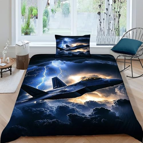 Housse de couette avion cadeau idéal enfant lit simple thème espace 135x200