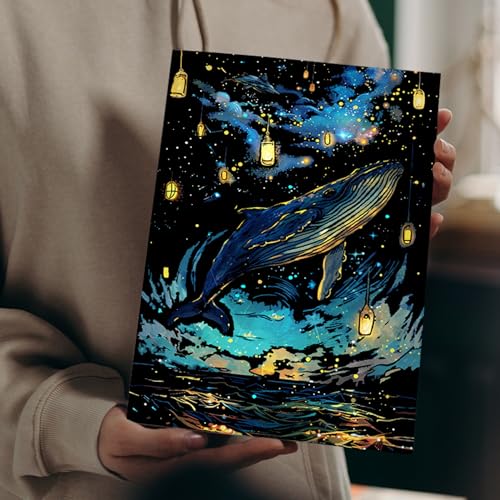 scratch paper art for adults-glow in the dark scratch painting craft kit 8 sheets a4diy foil engraving art setstress relief gift for travel loverscraft lovershome decors butterfly amp whale