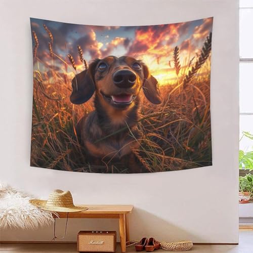 Décoration murale tissu chien 3D VZOMANLEX grand format 180x230