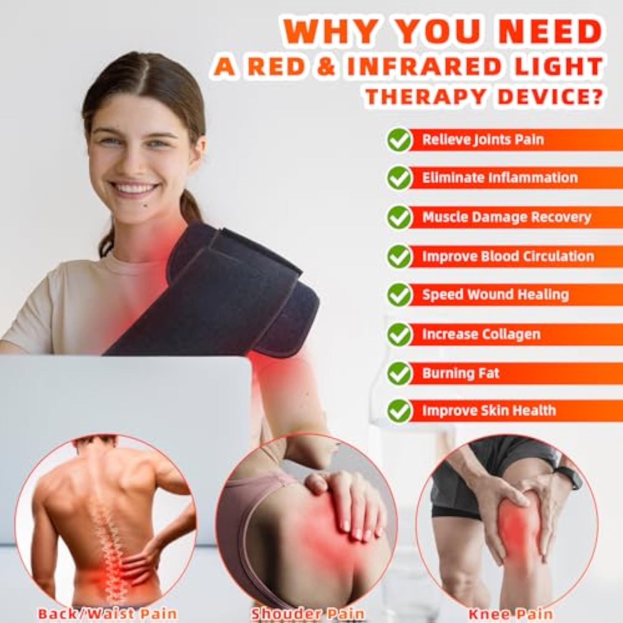 Feangli Red Light Therapy Device - 120 Lights 3-in-1