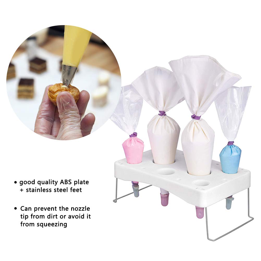 8 Slots Piping Bag Holder and Cake Tip Organizer, Detachable Plastic Cake Decorating Icing Bag Stand Cream Butter Pastry Tip Bag Rack Baking Accessories