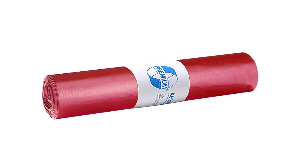 Set di 10 sacchi per rifiuti DEISS 11021 – PREMIUM – 120 litri tipo 60 rosso – 25 pezzi. Per rotolo/riciclaggio LDPE/Emil Deiss/sacchetti per rifiuti/tipo 60