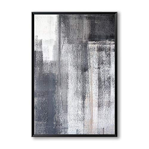 Lienzo abstracto gris y blanco de 50x70cm para decorar un salón minimalista moderno y luminoso 2