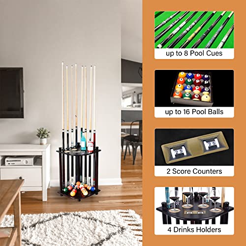 8 Pool Stick Holder Floor Stand, Pool Cue Rack, Pool Billiard Stick & Ball Floor Stand With Scorer, Pool Table Accessories For Billiard Room Or Club (Cue Rack Only) #TOP2