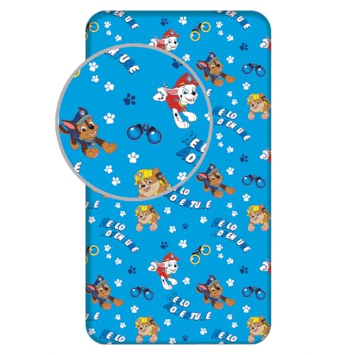 Sábana bajera ajustable de la Patrulla Canina para niños, 90 x 200 cm, ropa de cama oficial de la Patrulla Canina, algodón suave y transpirable, sábana bajera antideslizante para cama infantil