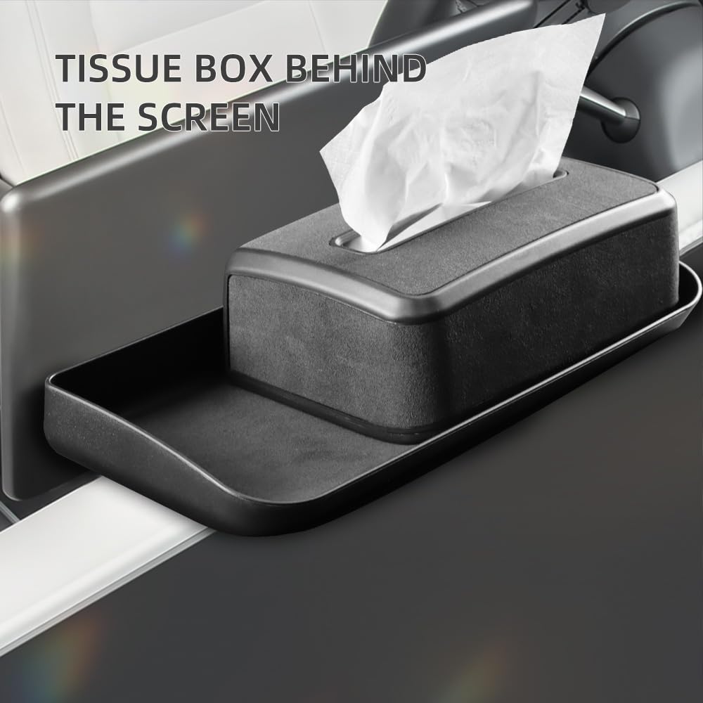 FDAIUN Car Tissues/Napkin Case for Tesla Model 3 Y alcantarn Italy Display Rear Tissue Box Storage Accessories(Black)