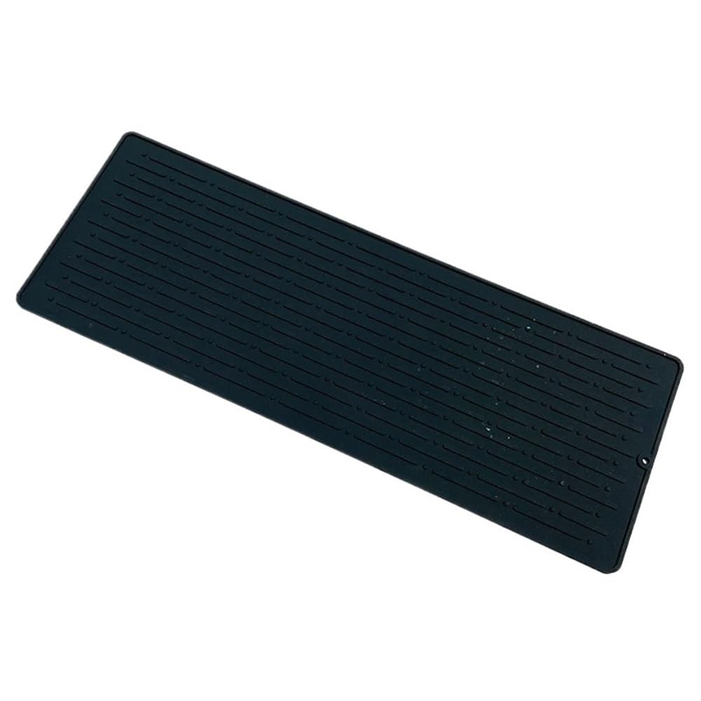 Silikon-Abtropfmatte, große Abtropfmatte, Thekenmatte, Abtropfmatte, Spülbeckenmatte, großer Silikon-Untersetzer (schwarz, 4 x 40 x 15 cm)