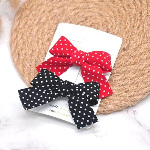 Cute Hair Elastics Ties Grosgrain Ribbon Hair Bow Clips For Little Teen Toddler Baby Girls Kids Women Polka Dot (Black) #TOP1