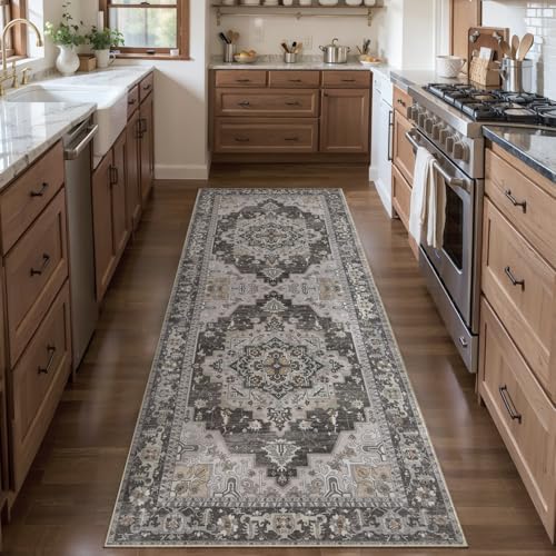 Image of Tangsoo 2x6 Washable Runner Rug for Hallways, Vintage Non Slip Rug Runners