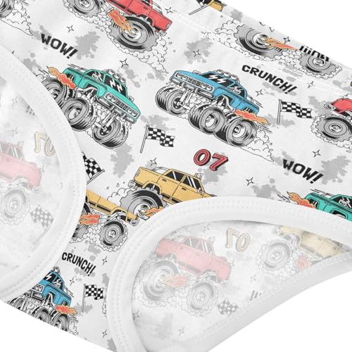 Little Girls' Soft Cotton Underwear Kids Breathable Comfort Monster Truck Panties Briefs Toddler Undies4