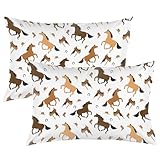 ARIGHTEX Horse Pillow Cases Kids Girls Horse Pillowcases Cute Horse Pillow Covers Watercolor Brown Horse Print Pillow Covers (Standard (20' x 26'),Set of 2)