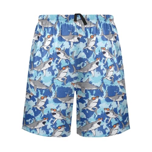 Laprad Men's Pajama Shorts Lounge Sleep Shorts Sharks Tie Dye Pajamas Bottoms with Pockets2