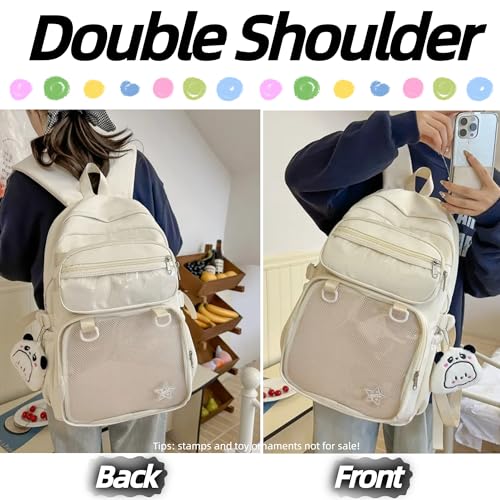 Kawaii Ita Backpack with Removable Clear Pouch Anime Merch Display Otaku Bag for Pins Badges Cosplay Accessory Storage (White)2