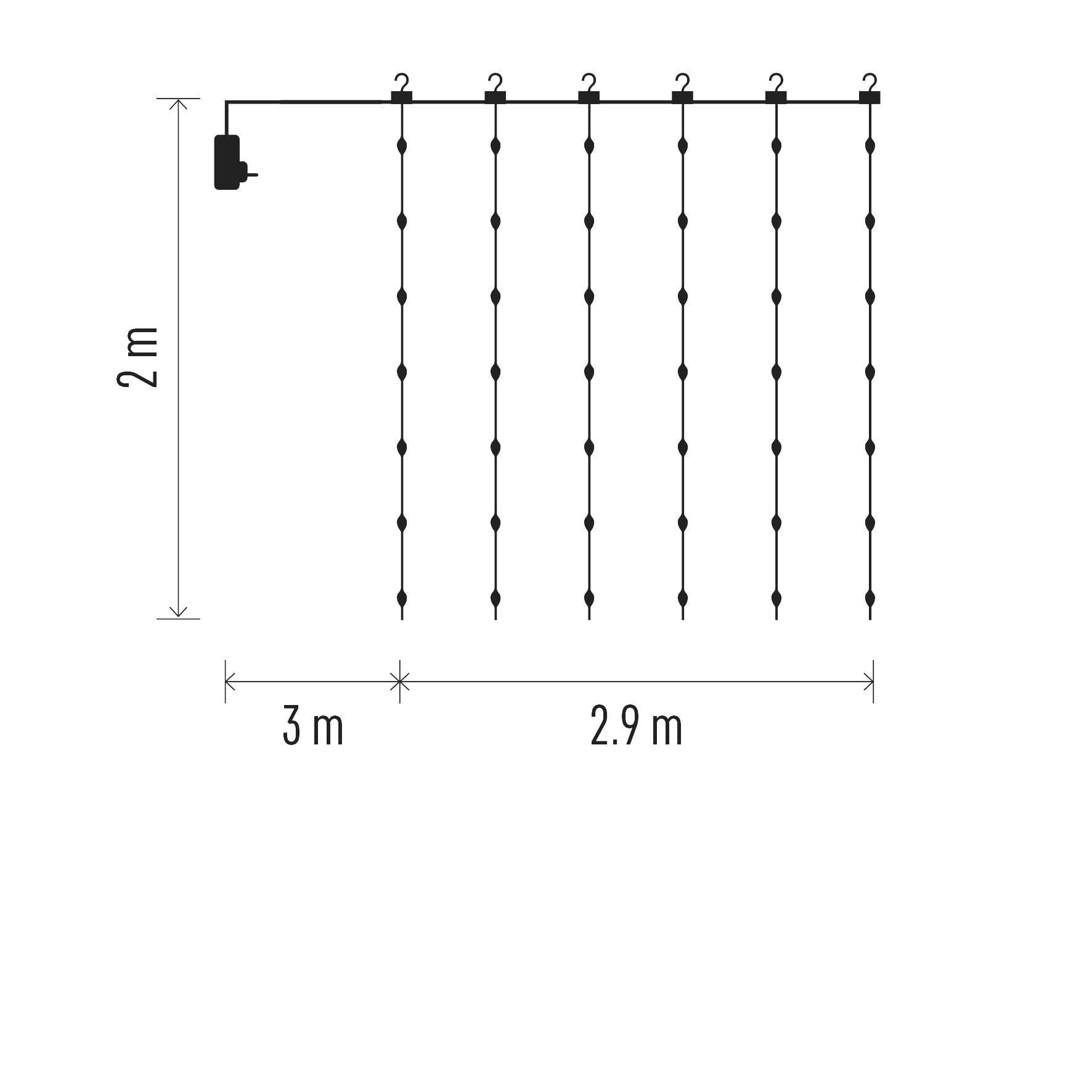 EMOS LED-Lichtervorhang, 400 LEDs Drop Lichterkette, 2,9m lange Weihnachtslichterkette + 3m Zuleitung inkl. Netzteil, 8 Lichtmodi, für Partys, Weihnachten, warmweiß, IP44 für Innen und Außen