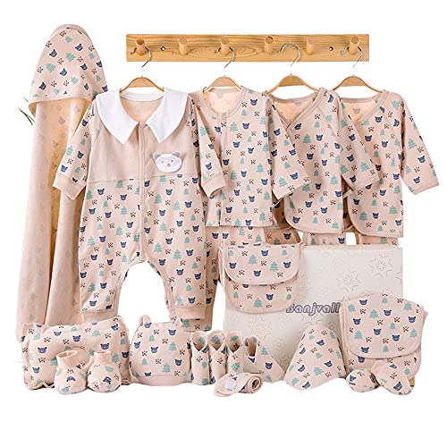 Little Surprise Box 24 pcs Newly Born Baby Girl/Boy Gift Hamper Teddy Print - Beige (0-6 Months)