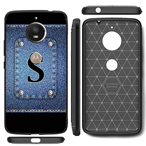 Image of Amazon Brand - Solimo Designer Button Jeans Alphabet-S Printed Soft & Flexible Hybrid Back Case Mobile Cover for Motorola Moto E4 Plus
