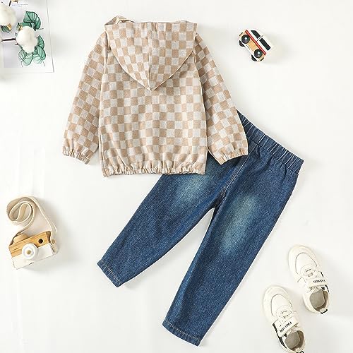Image of Toddler Boy Clothes Baby Boy Outfit Letter Prints Hoodies Top Ripped Jeans Cute Boys Clothing Set Fall Winter