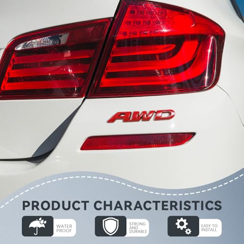 Image of 2PCS AWD Emblem Sticker, AWD Decals, 3D Metal Letter Badge Decal with Strong Adhesive, Universal Car Exterior Accessories Chrome Tailgate Side Badge Stickers Compatible with Vehicle, SUVs, Trucks