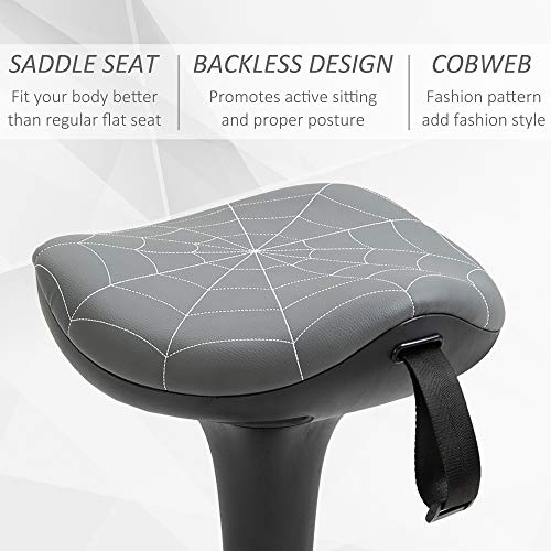 Image of Lift Wobble Stool Standing Chair with 360 Swivel, Tilting Balance Chair with Adjustable Height and Saddle Seat for Active Learning Sitting, Grey