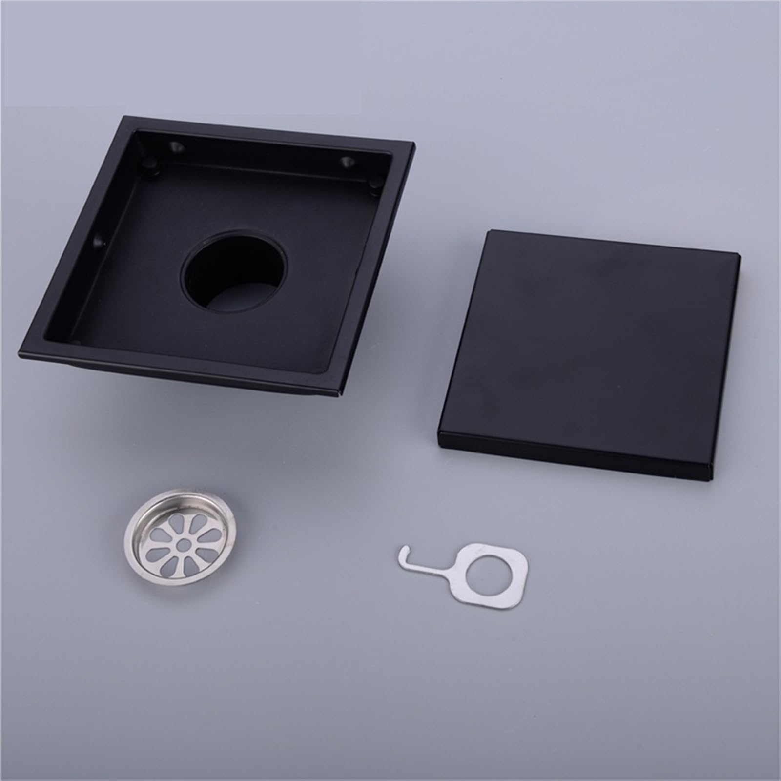 Rejilla Desague Ducha Desagüe de Ducha, desagüe Suelo for baño, Inserto baldosas, Rejillas cuadradas for, Acero Inoxidable Cepillado Dorado(Black)
